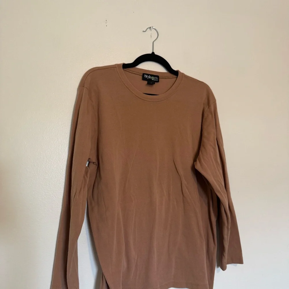 Style & Co. | Brown 100% Cotton Long Sleeve Top - Picture 3 of 5